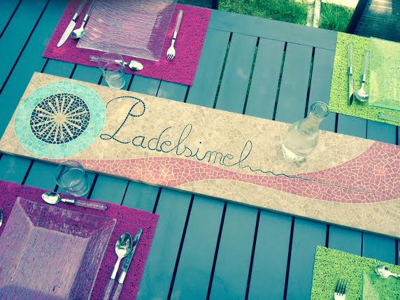 Tableau Padelsimel en mosaïque – commande sur mesure en émaux de Briare, vue complète de l’œuvre